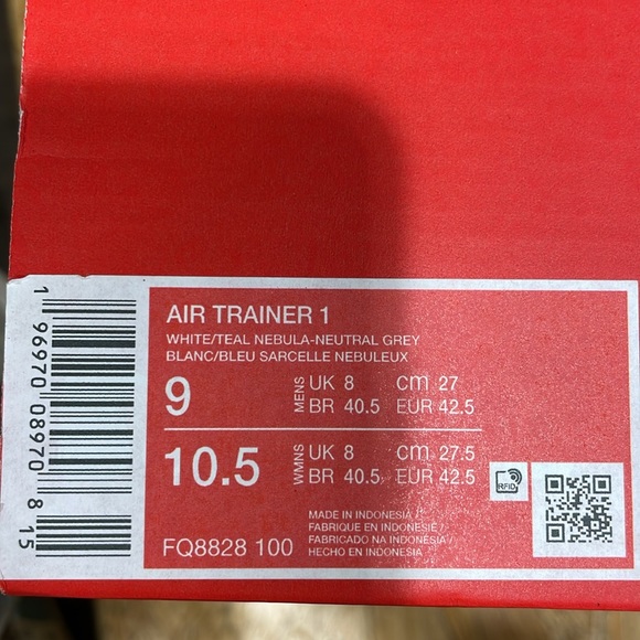 Brand new in box Nike Air Trainer 1 FQ8828-100. Color wht/teal grey - Picture 5 of 5